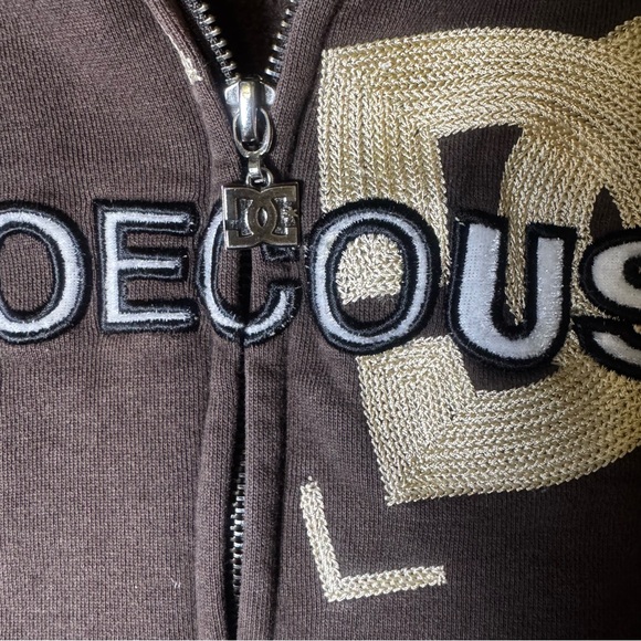 Y2K DC SHOES Heavy Zip Up Brown Jacket with Removable Hood Mens Medium - Picture 7 of 10